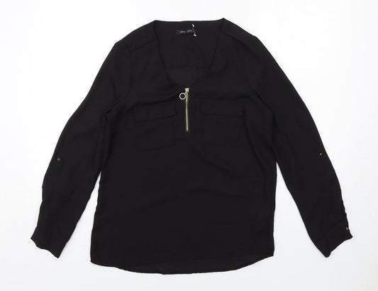 Womens UK Size 8 New Look Black Basic Blouse