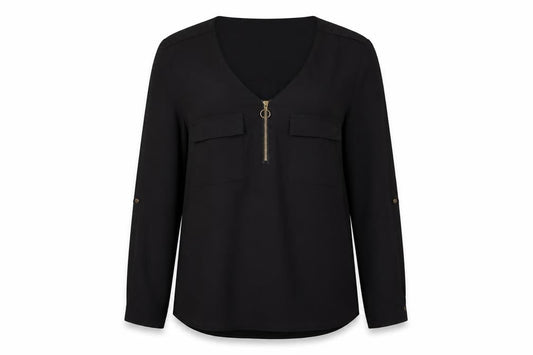 Womens UK Size 8 New Look Black Basic Blouse