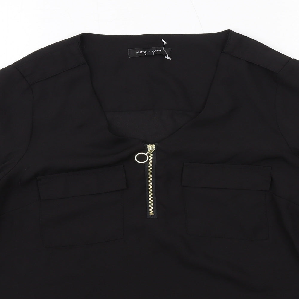 Womens UK Size 8 New Look Black Basic Blouse