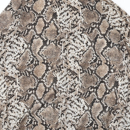 Vera & Lucy Womens Brown Animal Print Polyester Shirt Dress Size S Collared Button - Snakeskin pattern