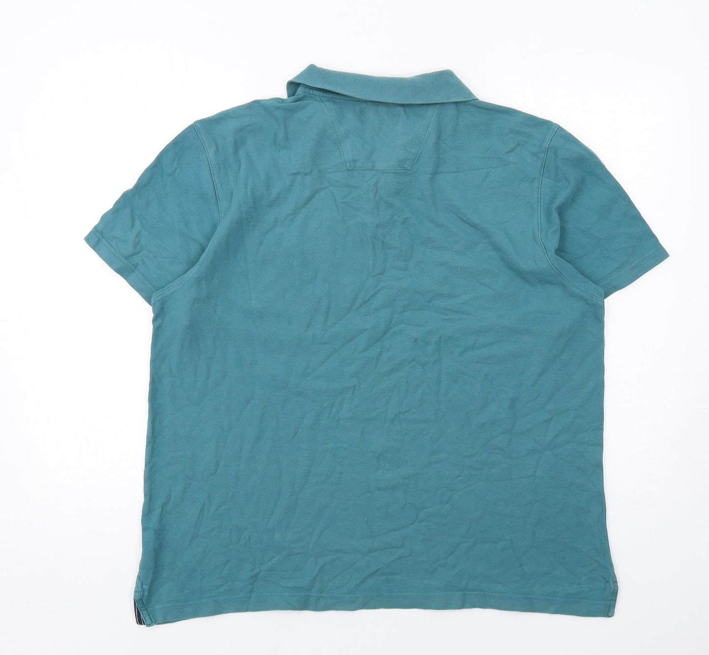 Maine Mens Blue Cotton Polo Size L Collared Button