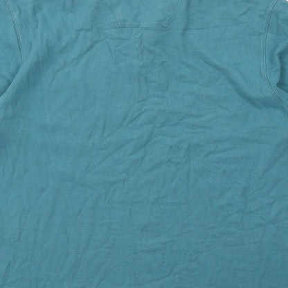 Maine Mens Blue Cotton Polo Size L Collared Button