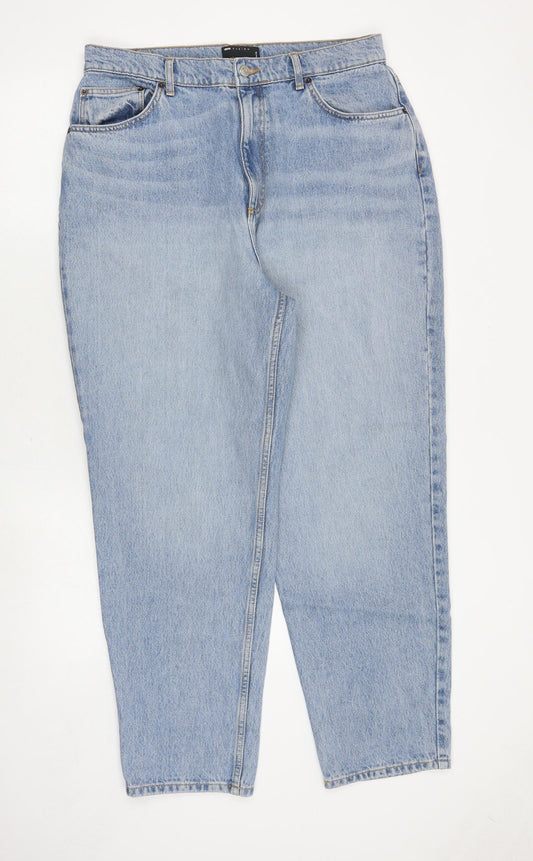 ASOS Womens Blue Cotton Tapered Jeans Size 34 in L30 in Regular Zip