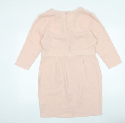 ASOS Womens Pink Polyester A-Line Size 14 V-Neck Zip