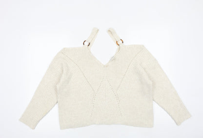 Womens UK Size 14 Miss Selfridge Beige Pullover Jumper