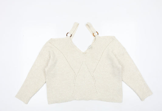 Womens UK Size 14 Miss Selfridge Beige Pullover Jumper