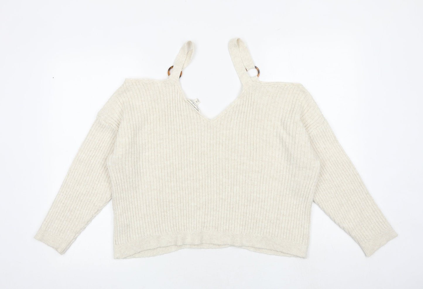 Womens UK Size 14 Miss Selfridge Beige Pullover Jumper