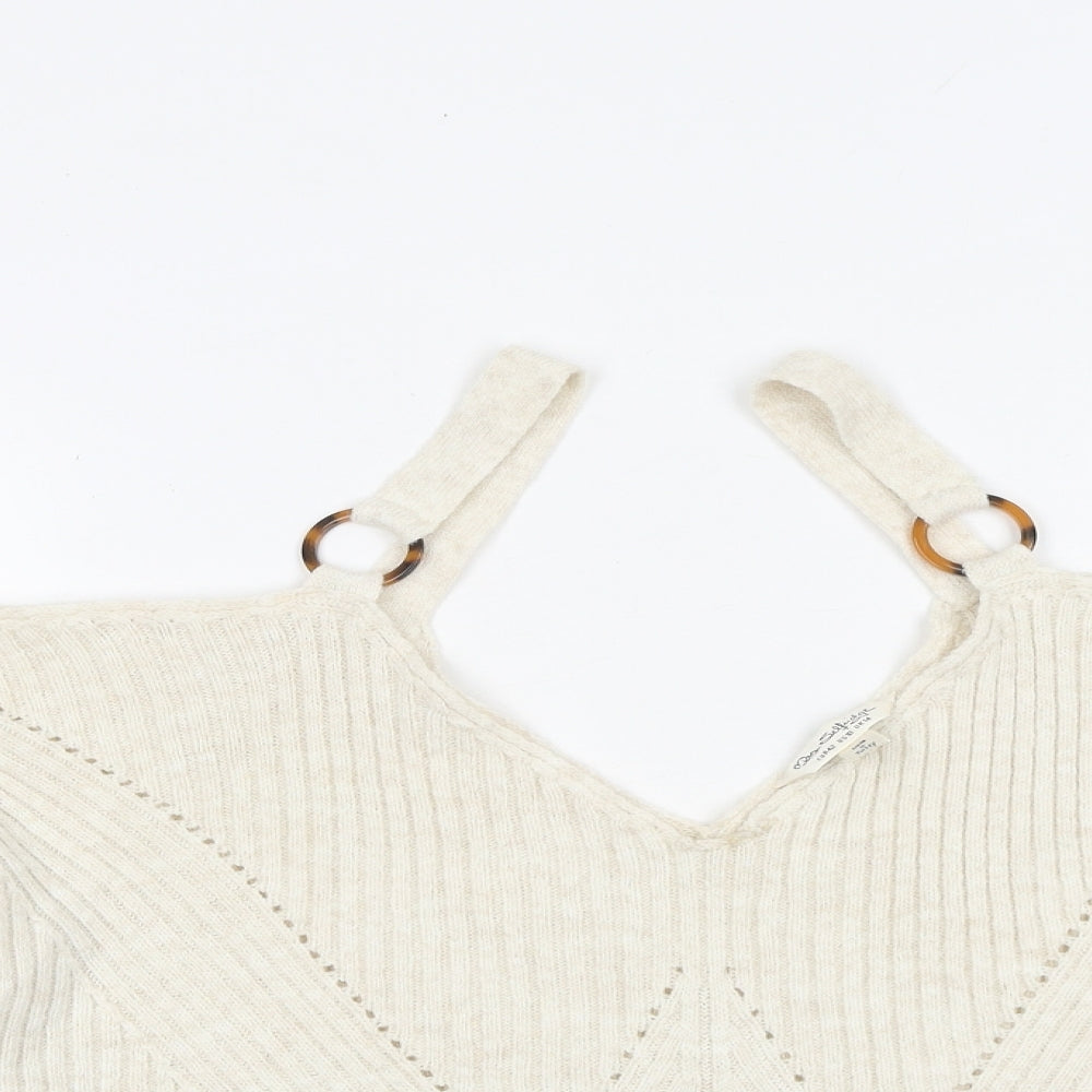 Womens UK Size 14 Miss Selfridge Beige Pullover Jumper