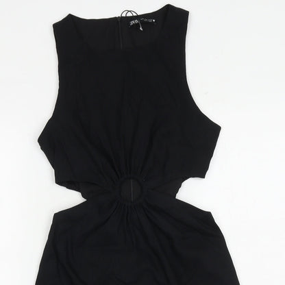 Zara Womens Black 100% Cotton Bodycon Size M Round Neck Pullover