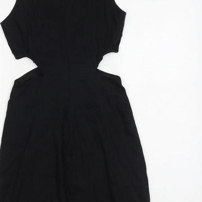 Zara Womens Black 100% Cotton Bodycon Size M Round Neck Pullover