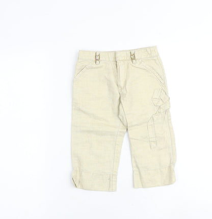 Mayoral Girls Beige Polyester Cargo Trousers Size 5 Years Regular Zip