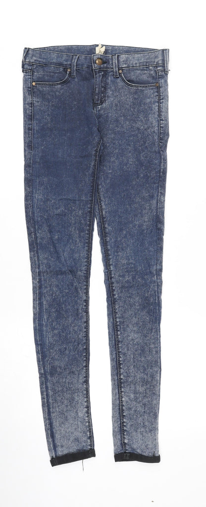 Topshop Womens Blue Cotton Skinny Jeans Size 28 in Regular Zip