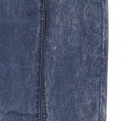 Topshop Womens Blue Cotton Skinny Jeans Size 28 in Regular Zip