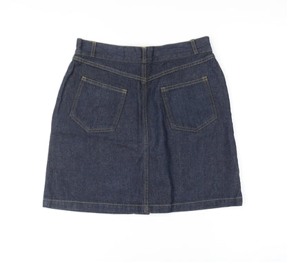 BAY Womens Blue Cotton A-Line Skirt Size 8 Button