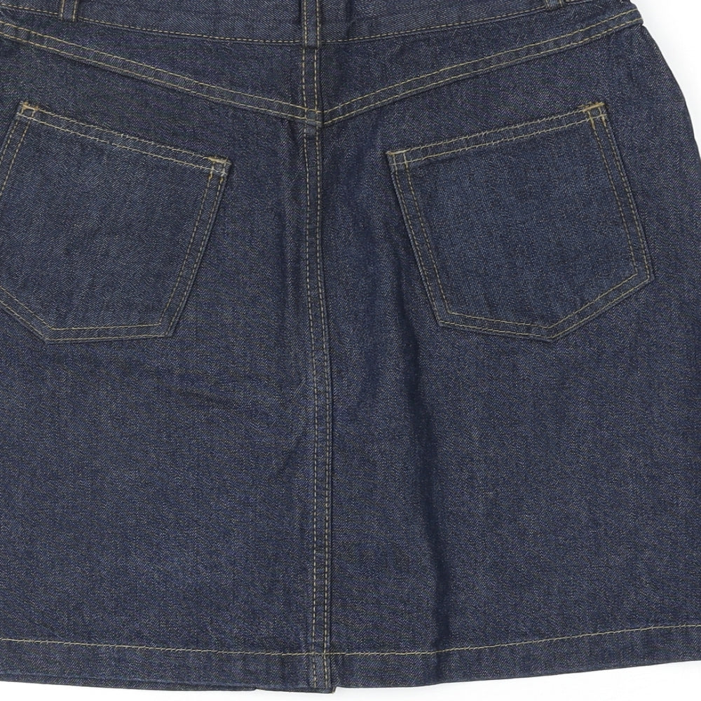 BAY Womens Blue Cotton A-Line Skirt Size 8 Button