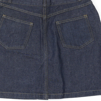 BAY Womens Blue Cotton A-Line Skirt Size 8 Button