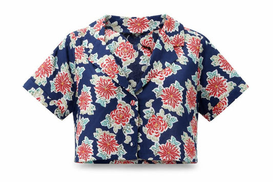 Emory Park Womens Multicoloured Floral Viscose Cropped Button-Up Size M Collared