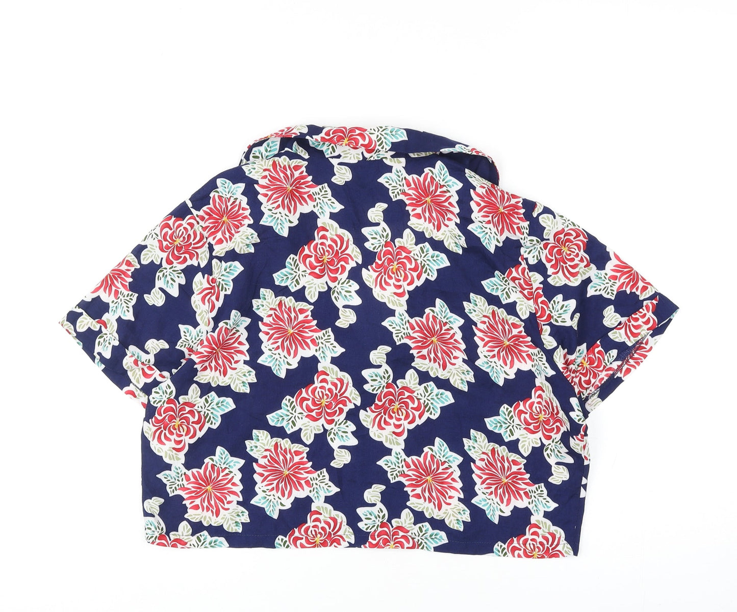 Emory Park Womens Multicoloured Floral Viscose Cropped Button-Up Size M Collared