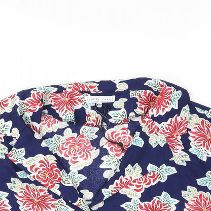 Emory Park Womens Multicoloured Floral Viscose Cropped Button-Up Size M Collared
