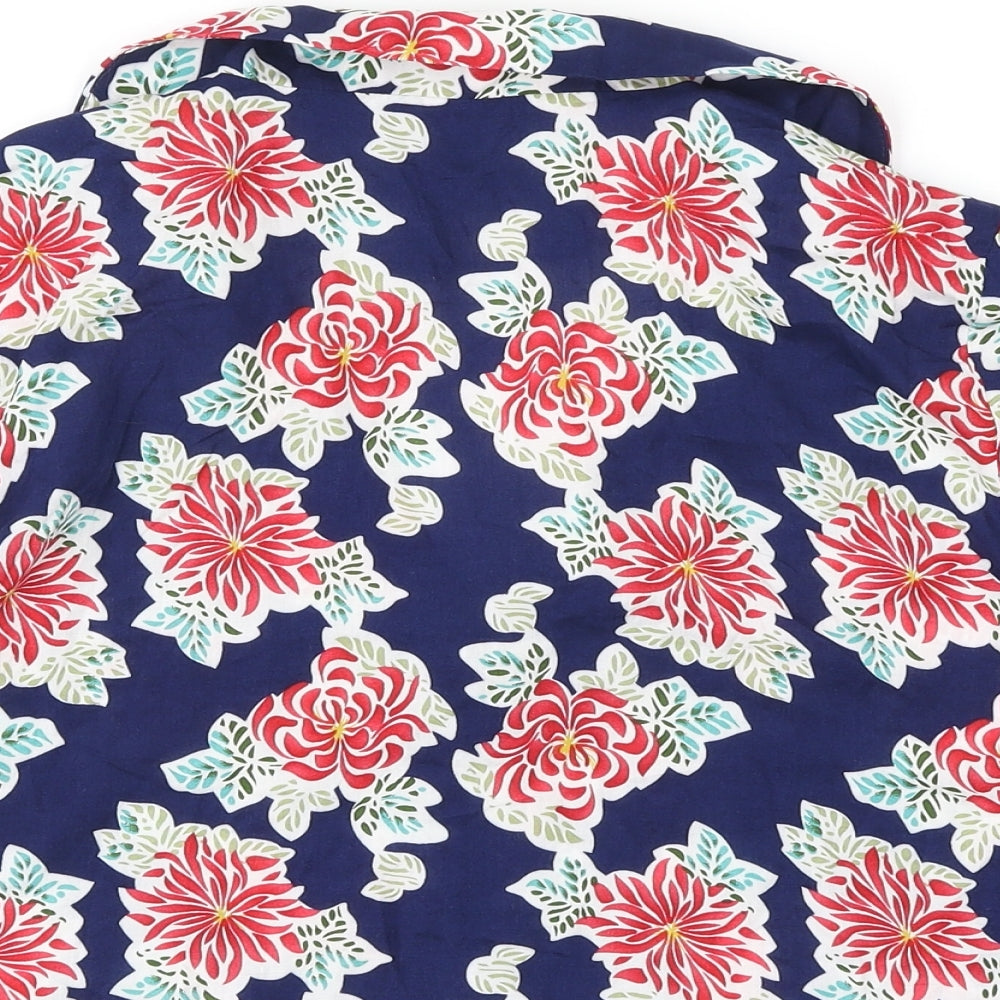 Emory Park Womens Multicoloured Floral Viscose Cropped Button-Up Size M Collared