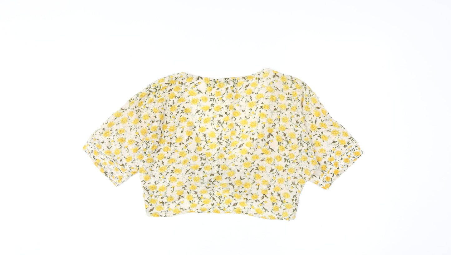 Womens UK Size M Urban Outfitters Multicoloured Cropped Blouse