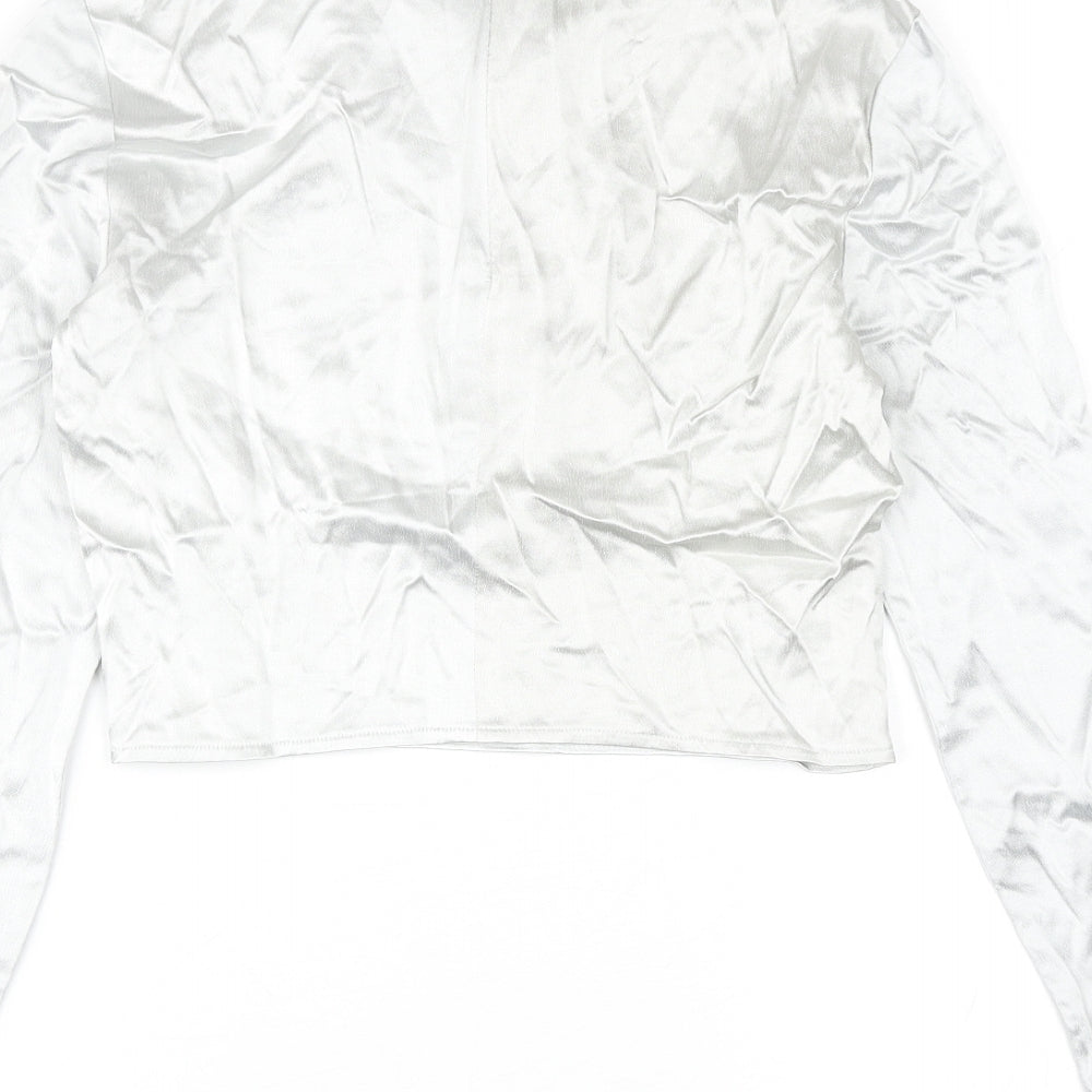 Womens UK Size S Zara Silver Cropped Blouse
