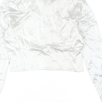 Womens UK Size S Zara Silver Cropped Blouse