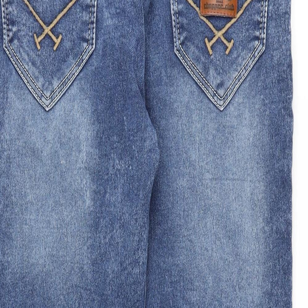 Chopper Club Womens Blue Cotton Straight Jeans Size 6 Regular