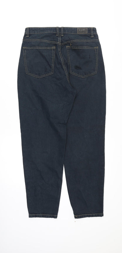 Bershka Womens Blue Cotton Mom Jeans Size 10 Regular Zip