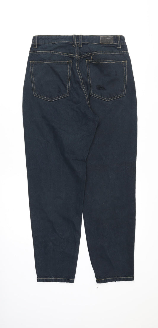 Bershka Womens Blue Cotton Mom Jeans Size 10 Regular Zip
