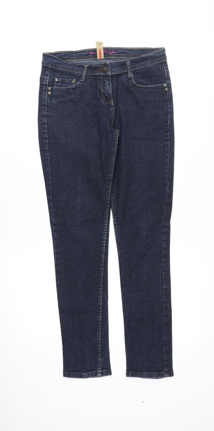 Denim & Co. Womens Blue Cotton Skinny Jeans Size 10 Regular Zip