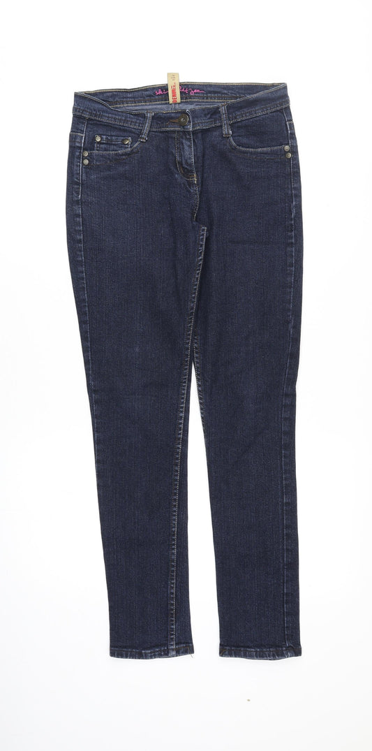 Denim & Co. Womens Blue Cotton Skinny Jeans Size 10 Regular Zip