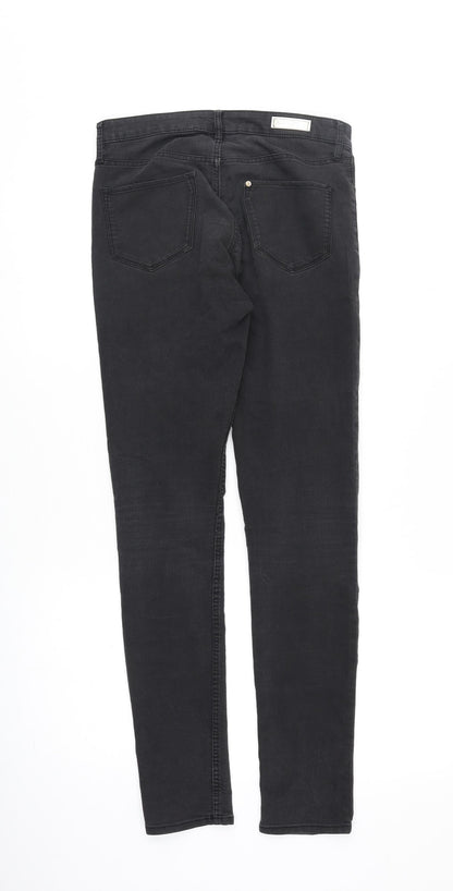 H&M Girls Black Cotton Skinny Jeans Size 13-14 Years Regular Zip