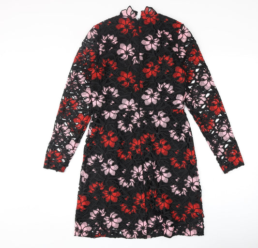 Berkertex Womens Multicoloured Floral Polyester Shift Size 8 Mock Neck Zip