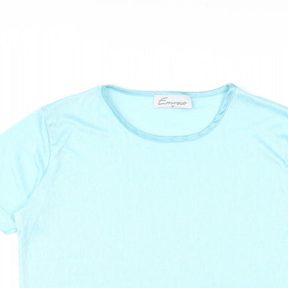 Womens UK Size 14 Emreco Blue Basic T-Shirt