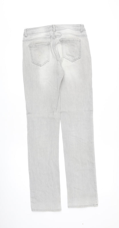 Etam Womens Grey Cotton Straight Jeans Size 10 Regular Zip