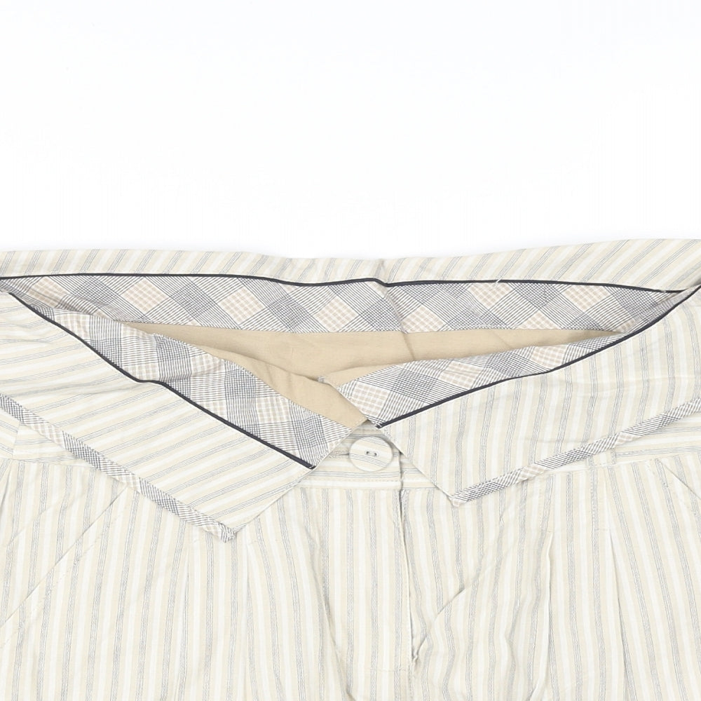 Denim & Co. Womens Blue Striped 100% Cotton Paperbag Shorts Size 8 Regular Zip