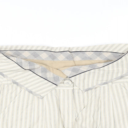 Denim & Co. Womens Blue Striped 100% Cotton Paperbag Shorts Size 8 Regular Zip