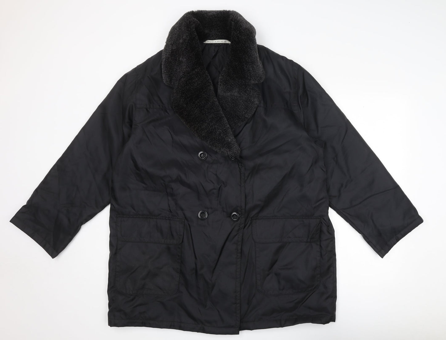 Womens UK Size 16 Marks and Spencer Black Overcoat