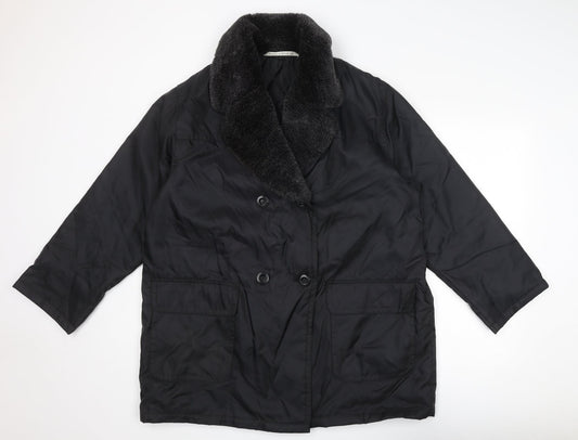 Womens UK Size 16 Marks and Spencer Black Overcoat