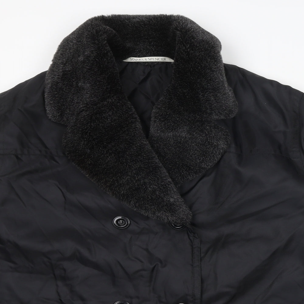 Womens UK Size 16 Marks and Spencer Black Overcoat