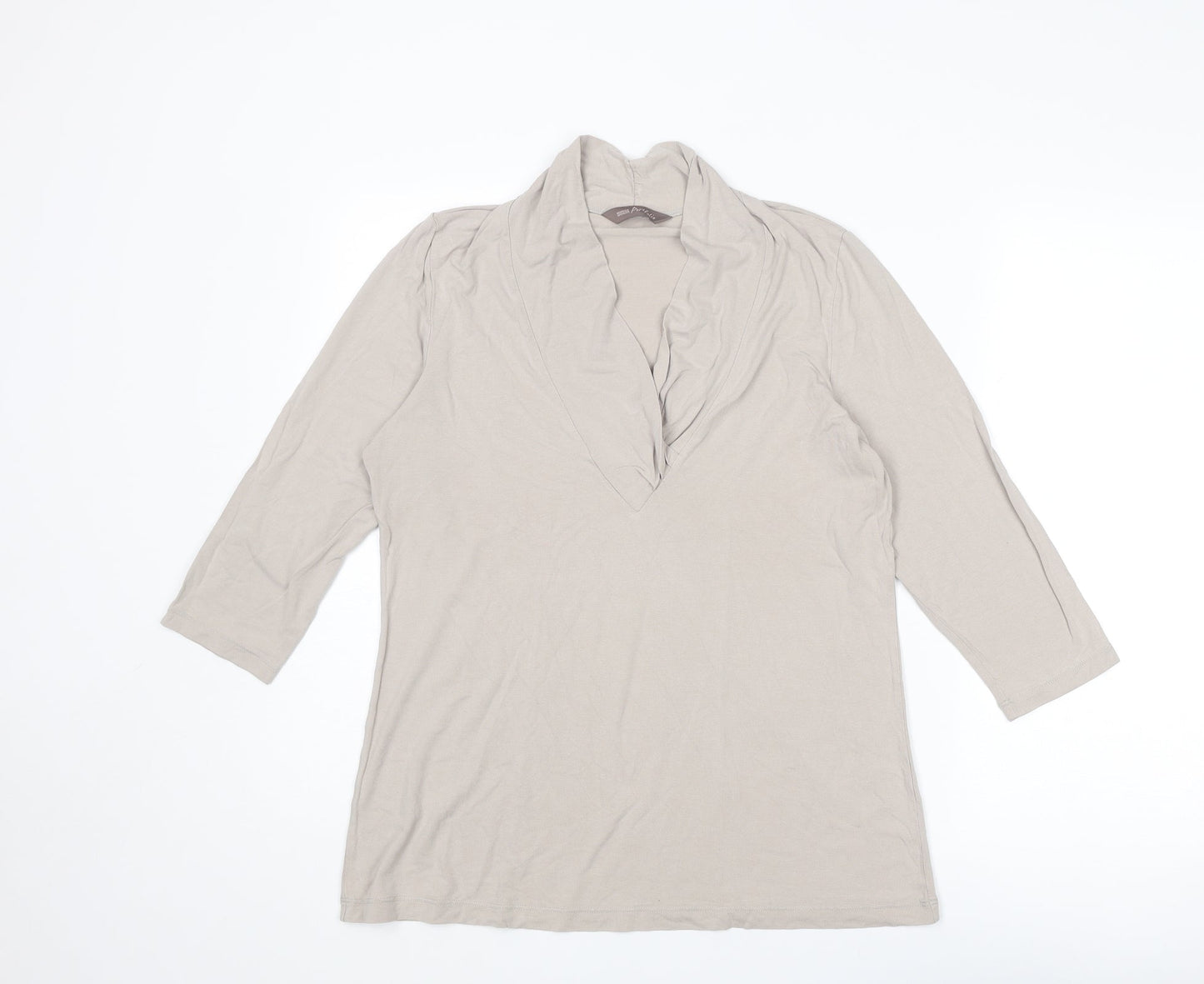 Womens UK Size 16 Marks and Spencer Beige Basic T-Shirt