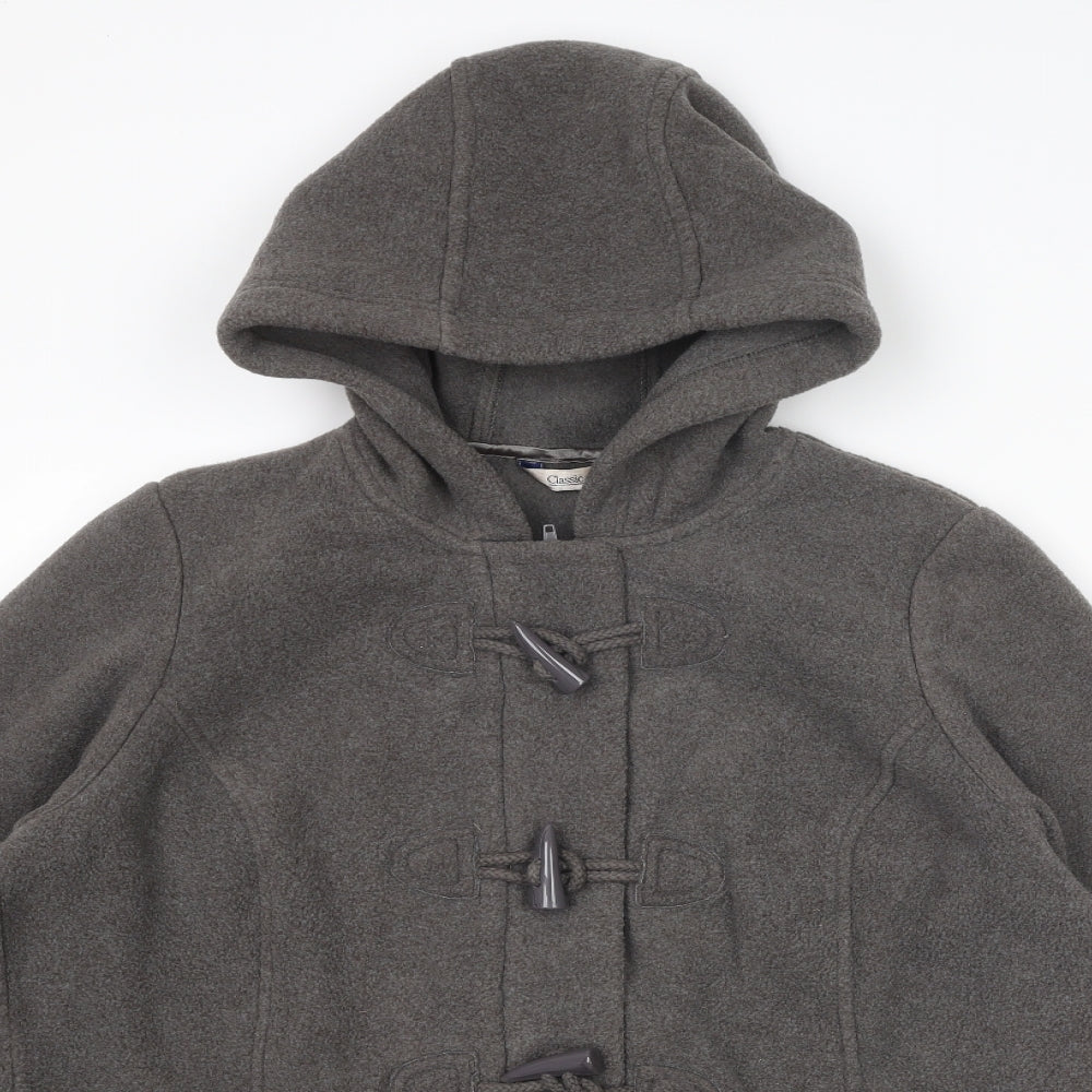 Classic Womens Grey Overcoat Coat Size 16 Zip - Duffle Coat