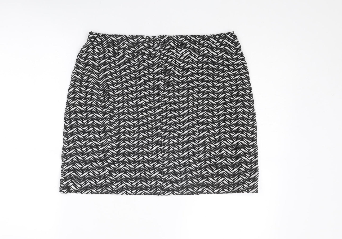 Marks and Spencer Womens Black Geometric Polyester Bandage Skirt Size 14
