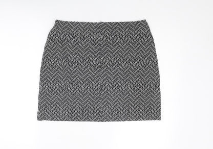 Marks and Spencer Womens Black Geometric Polyester Bandage Skirt Size 14