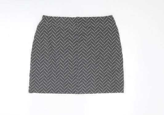 Marks and Spencer Womens Black Geometric Polyester Bandage Skirt Size 14