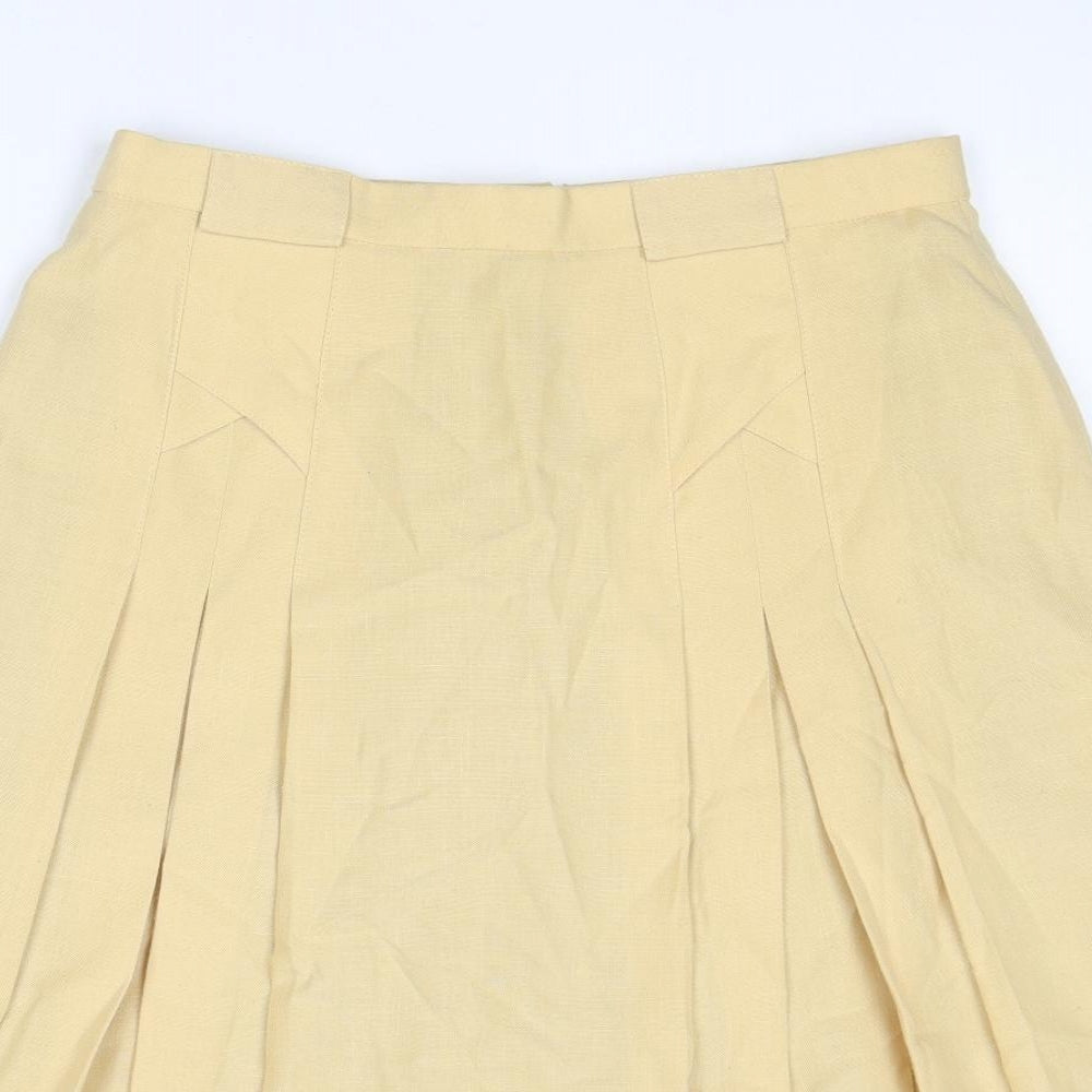 C&A Womens Yellow Polyester Pleated Skirt Size 16 Zip