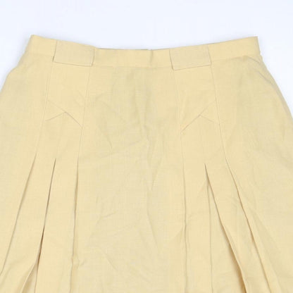 C&A Womens Yellow Polyester Pleated Skirt Size 16 Zip