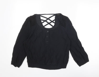 Womens UK Size S MINE Black Basic Blouse