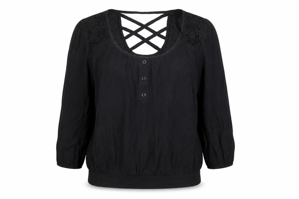 Womens UK Size S MINE Black Basic Blouse